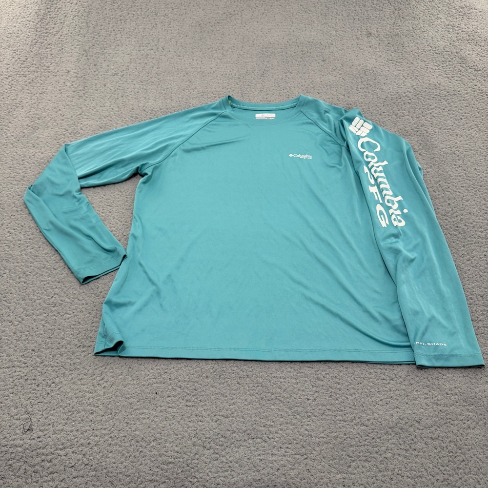 Columbia PFG Fishing Shirt Womens XL Teal Long Sleeve Performance Omni-Shade